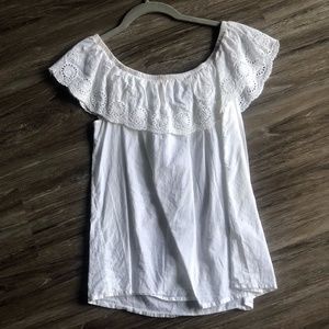 White lace off the shoulder top